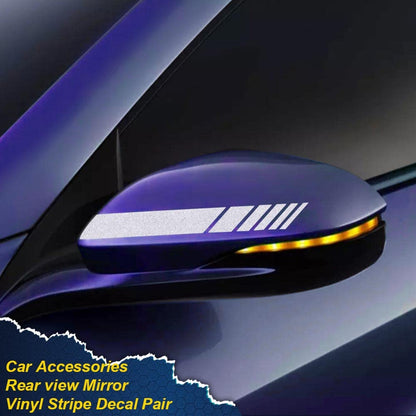G-PLUS Rearview Mirror Carbon Fiber 5D Sticker Vinyl Stripe Decal Compatible with Car Accessories,2Pcs/Set (Silver)