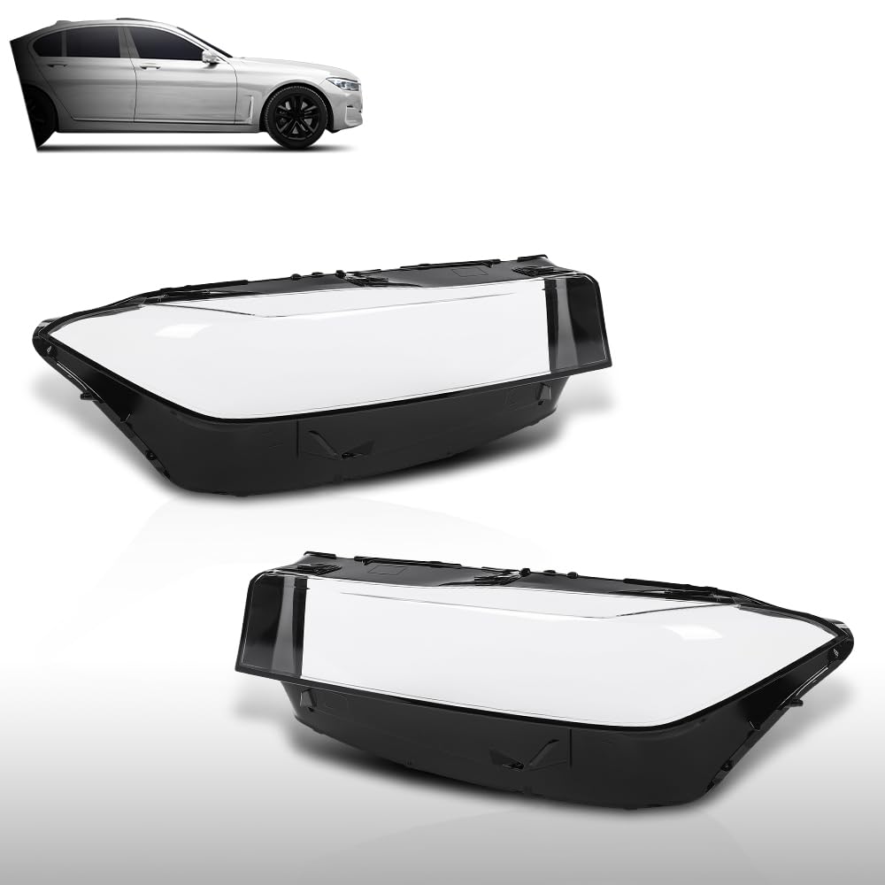 G-PLUS Headlight Lens Cover Compatible with BMW 7 Series G11 G12 2019-2022 Facelift Models Left & Right Pair Front Headlamp Lens Cover Clear