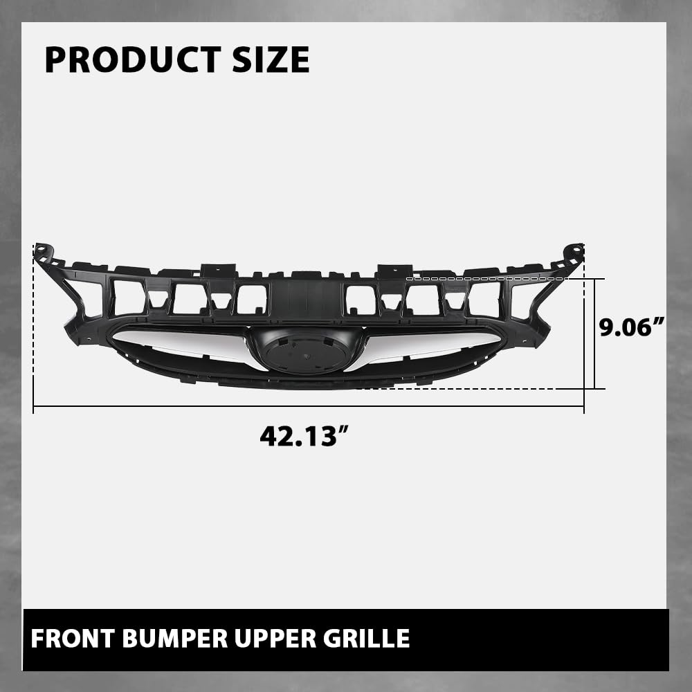 G-PLUS Front Bumper Upper Grille Grill Black Compatible with Hyundai Accent Sedan & Hatchback 2012-2014 Replacement for 863511R000, HY1200161