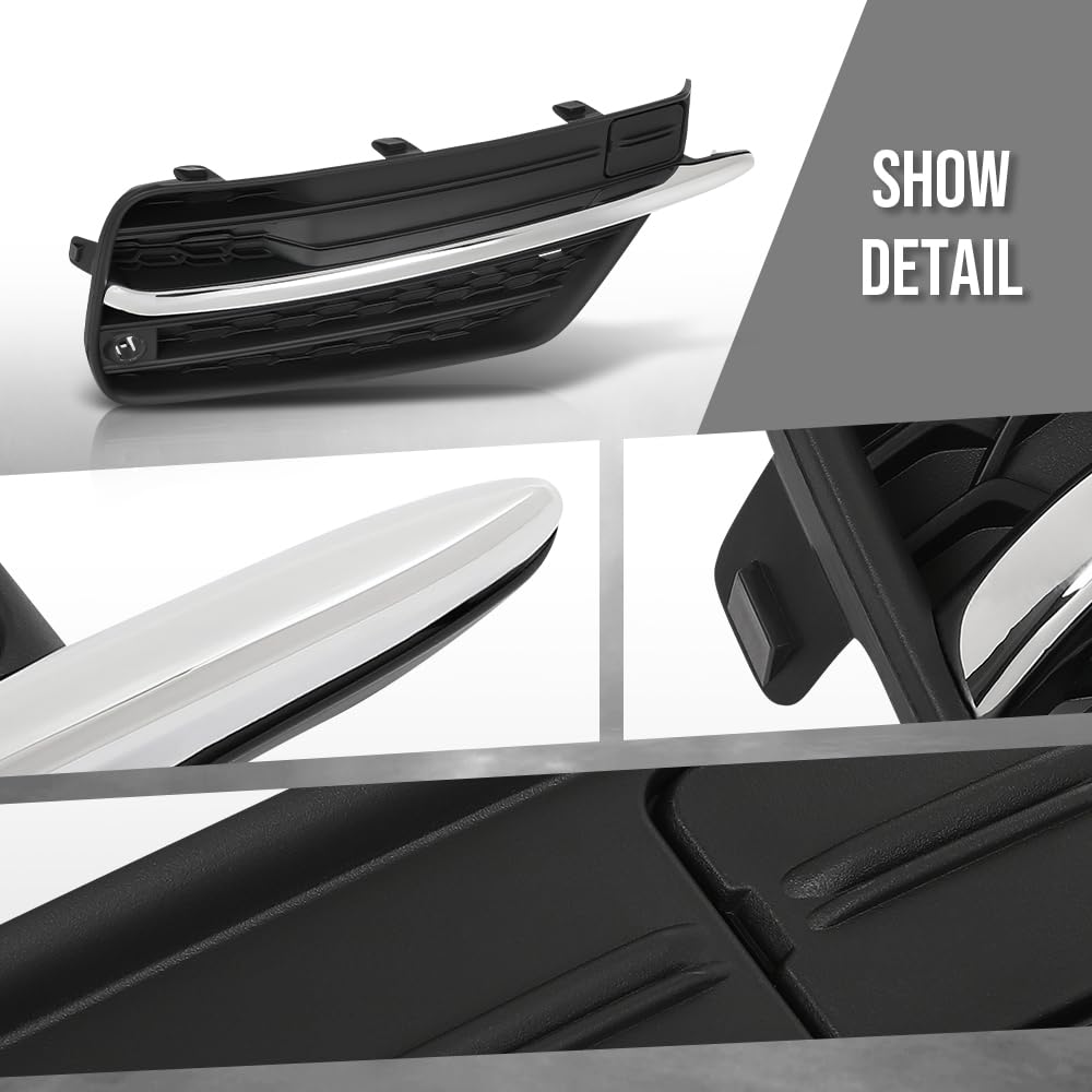 G-PLUS Front Right Fog Light Hole Cover Compatible with Volvo XC90 2016 2017 2018 2019 313830457, VO1039108 Chrome Black
