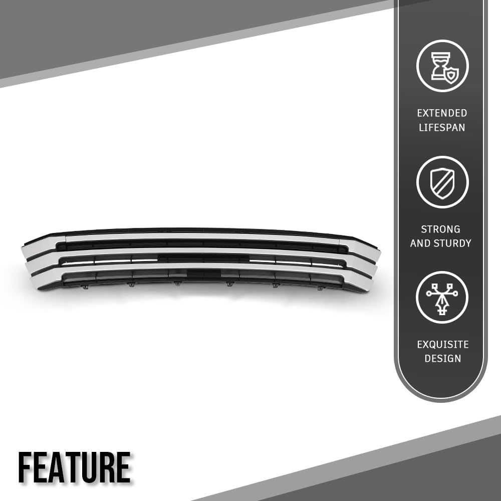 G-PLUS Front Bumper Grille Compatible with Toyota Highlander 2017 2018 2019,Fit Models Without Around View Monitor 531020E070, TO1036173 Primed Black