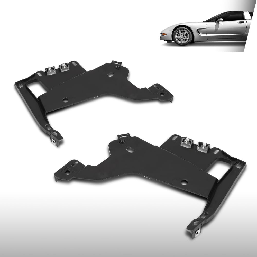 G-PLUS Headlight Bracket Pair Compatible with Chevy Corvette C5 1997-2004 16523679, 16523680 Black