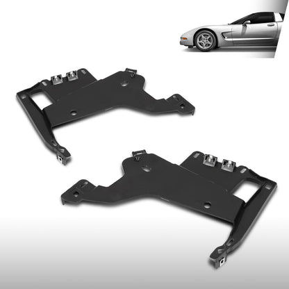 G-PLUS Headlight Bracket Pair Compatible with Chevy Corvette C5 1997-2004 16523679, 16523680 Black