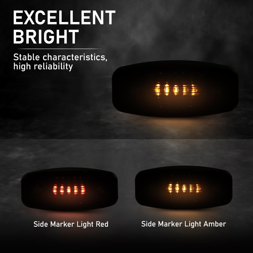 G-PLUS Side Marker Light LED with Reflectors Kit Compatible with Humvee M998 Hummer Universal 4pcs