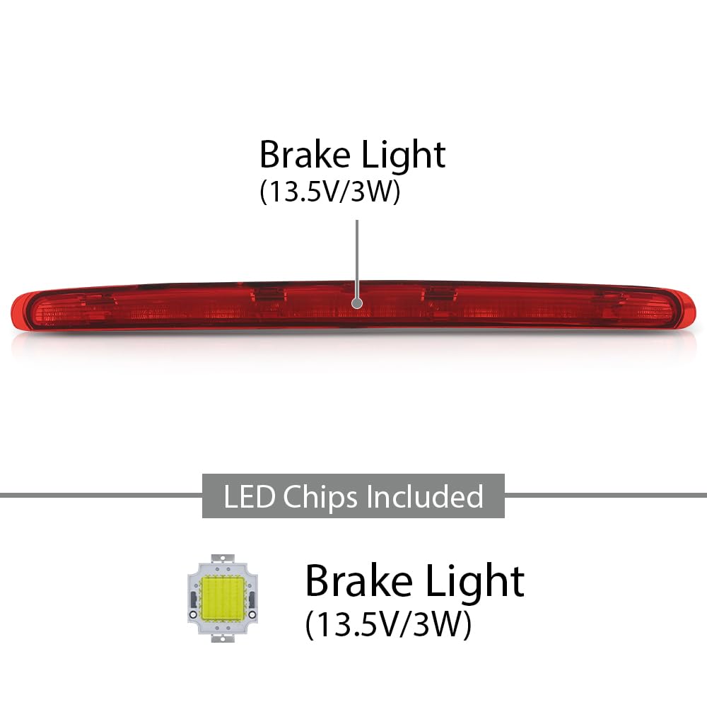 G-PLUS 3rd Third Brake Light Compatible with Benz X164 W251 V251 GL/R Class 2005-2012, High Mount Cargo Lamp, Red Lens, A2518201156, 2518201156