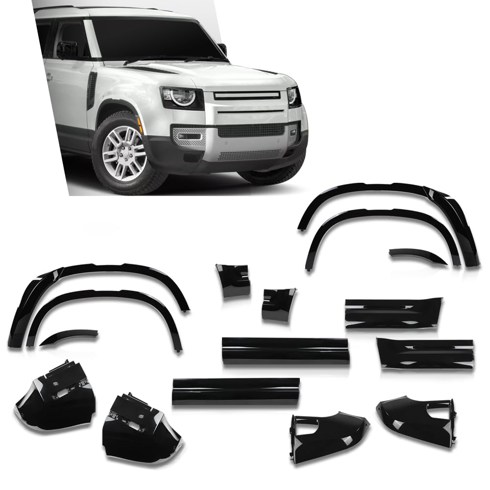 G-PLUS Body Kit Trim Bumper Corner Side Skirts Compatible with Defender L663 110 2020-2024 Gloss Black 16PCS