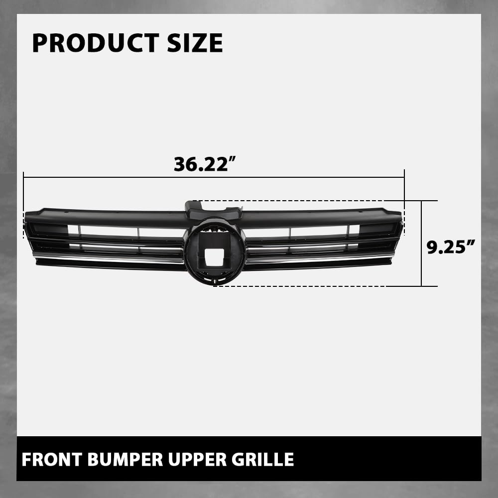 G-PLUS Front Grille Grill Compatible with Volkswagen Golf 2018-2020 5GM853651AFZLL, VW1200176 Black