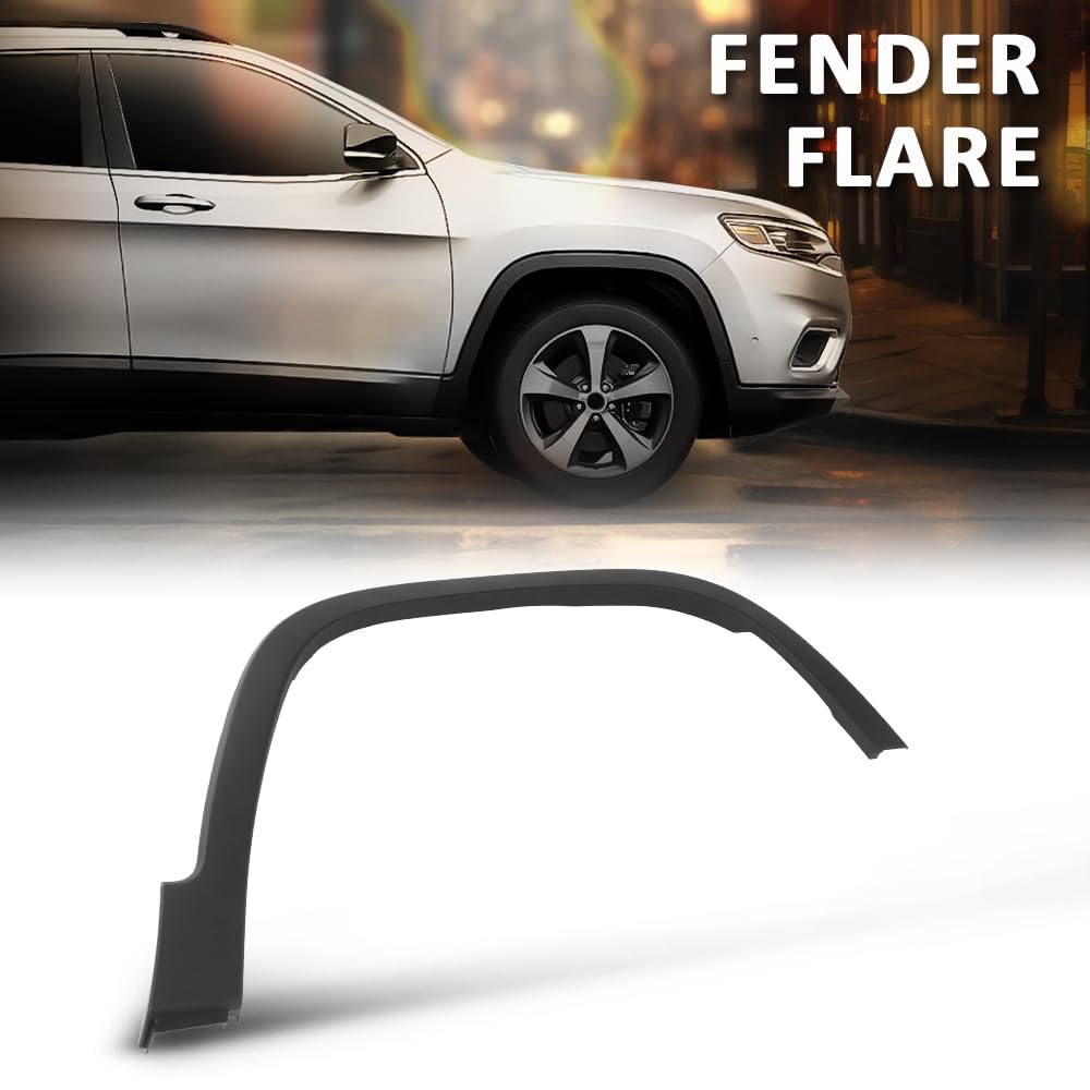 G-PLUS Front Right Fender Flare Compatible with Jeep Cherokee 80th Anniversary 2021 Fit Jeep Cherokee Altitude 2019-2023 Fit Jeep Cherokee Latitude Lux 2021-2022 Wheel Opening Molding Arch Trim Black