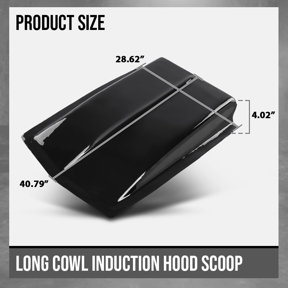 G-PLUS Cowl Induction Hood Scoop - 38" L x 4 ½" H x 27" W- Black ABS