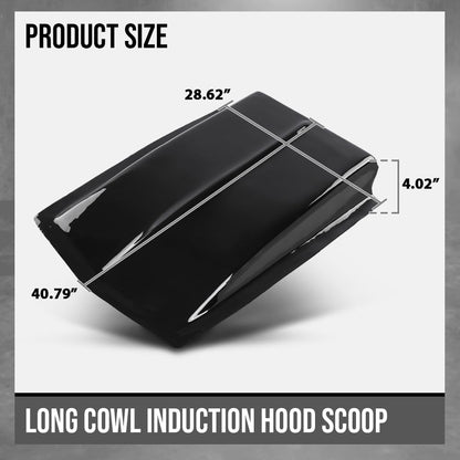 G-PLUS Cowl Induction Hood Scoop - 38" L x 4 ½" H x 27" W- Black ABS