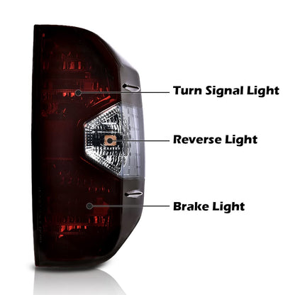 G-PLUS Tail Lights Assembly Compatible with Toyota Tundra 2014-2021, Left & Right Brake Tail Lamps, Dark Red Lens Chrome Housing, 815500C100