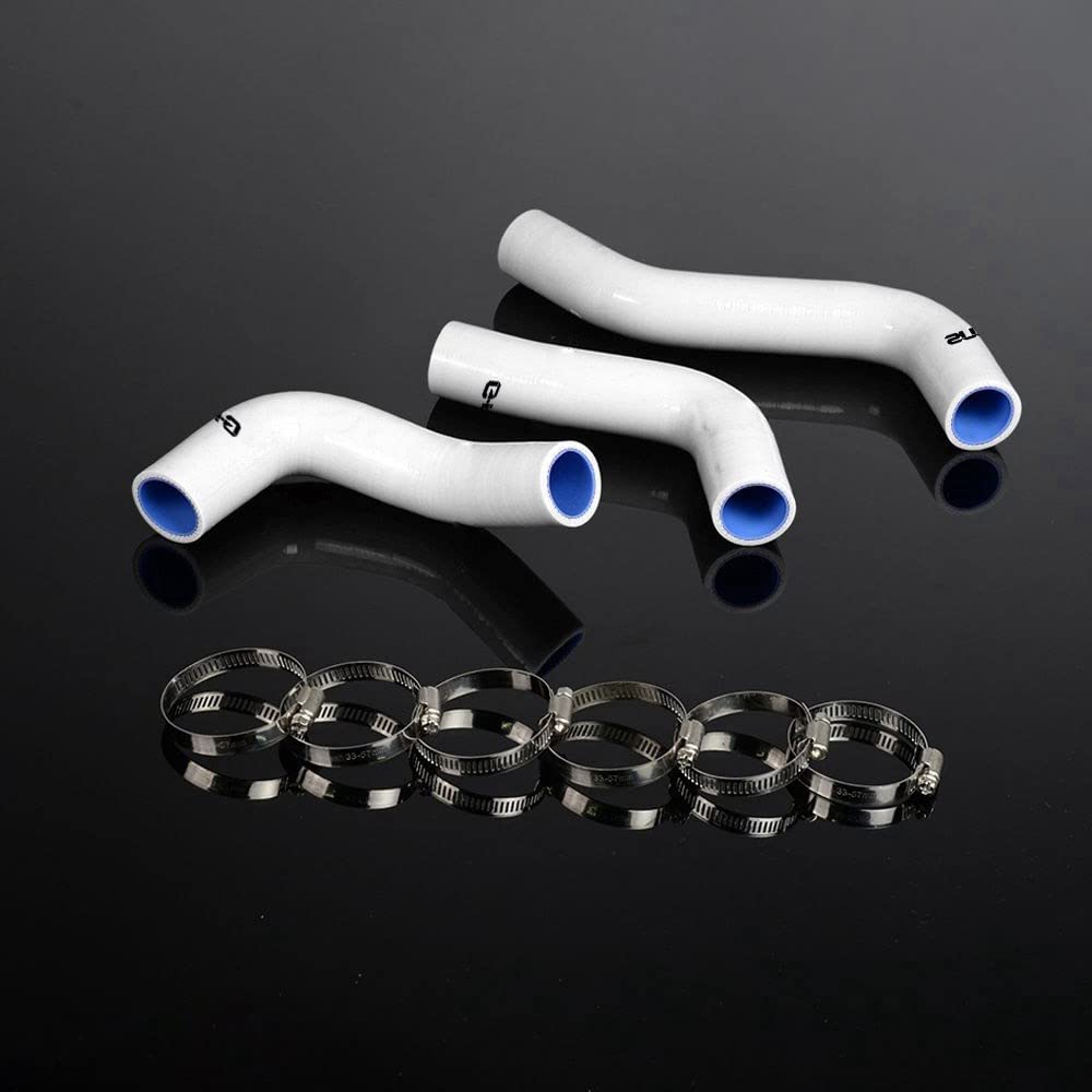 G-PLUS Silicone Radiator Coolant Hose Kit Clamps Compatible With Mazda Miata MX-5 Roadstar NA6CE B6ZE 1600 1889-1993,White