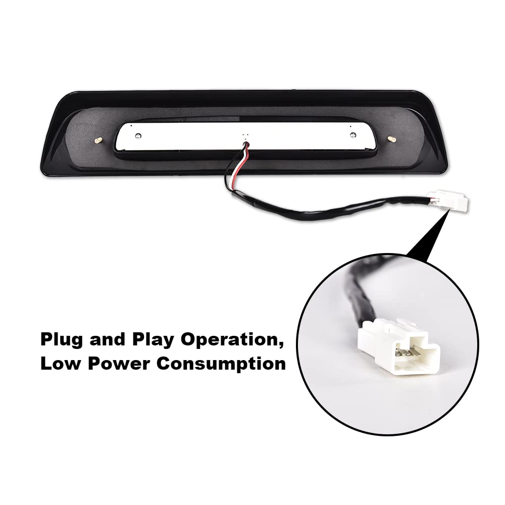 G-PLUS LED Third Brake Light Compatible with Toyota Tundra 2007-2018, 3rd High Mount Cargo Light, Type X, Smoky Lens Black Housing, 81570-0C050