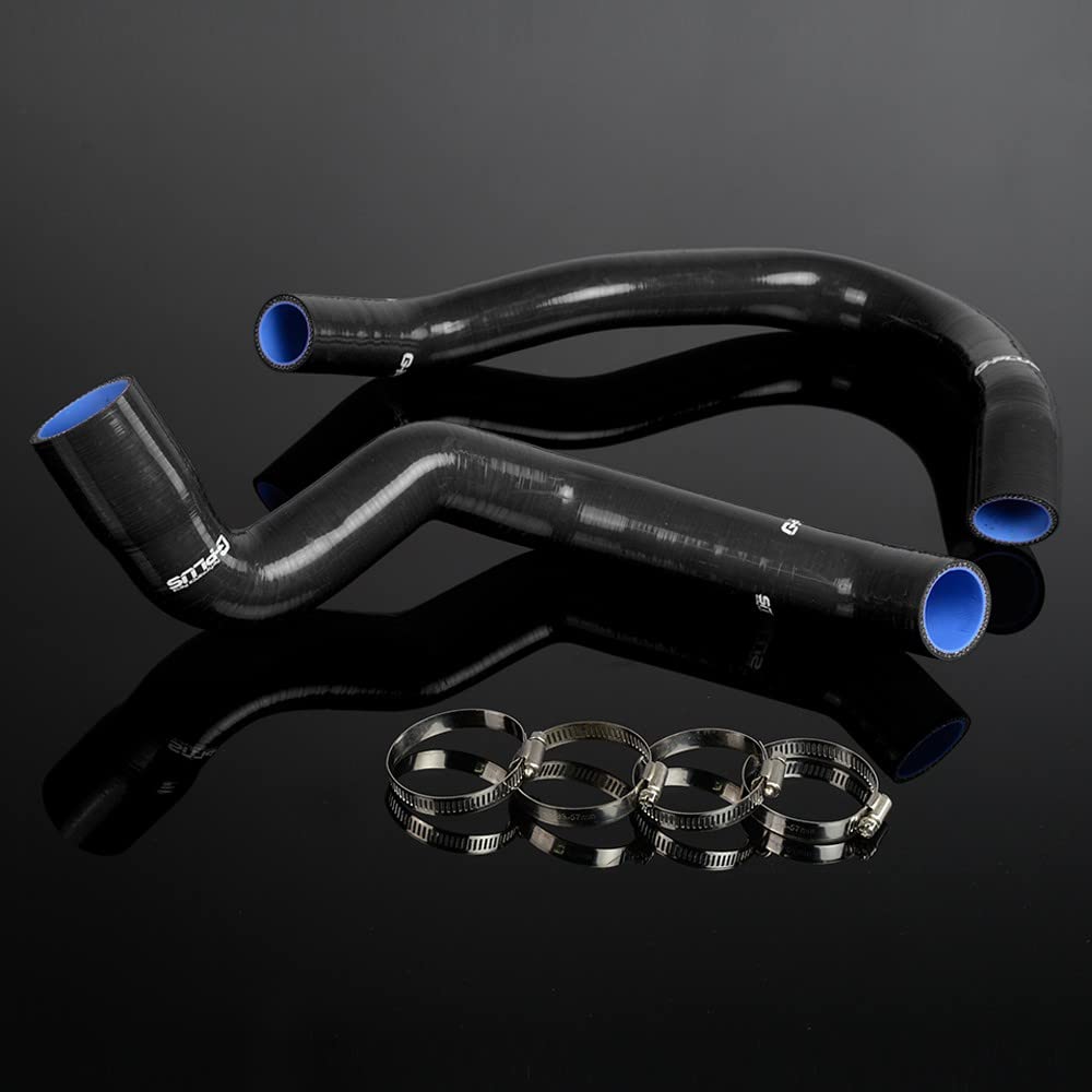 G-PLUS Silicone Radiator Coolant Hose Kit Clamps Compatible With 1991-2001 Jeep Cherokee XJ 4.0 l6 2PCS Black