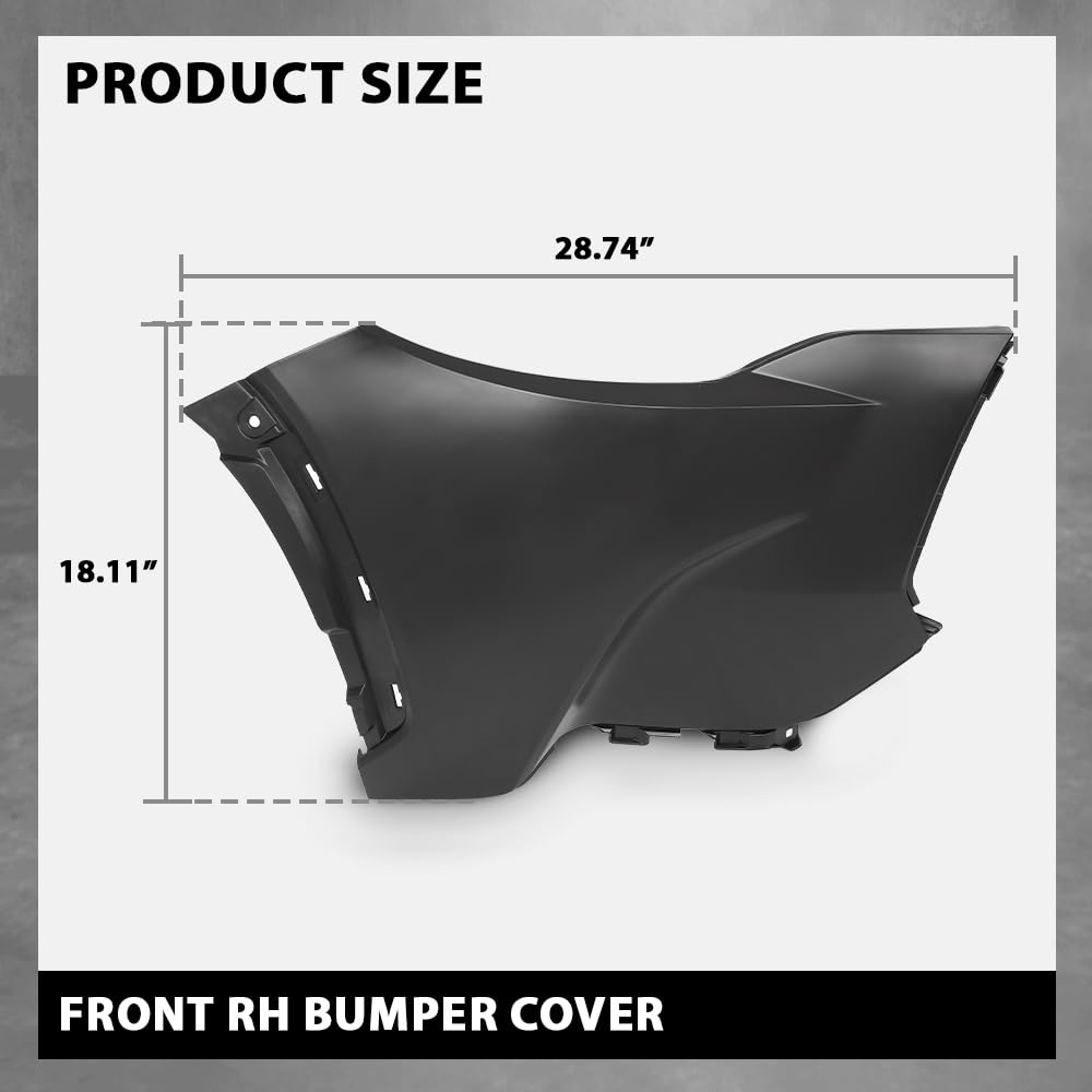 G-PLUS Front RH Bumper Cover Compatible with Toyota Corolla Cross 2022-2024,Fit For L & LE Models Without Park Assist Only TO1017102
