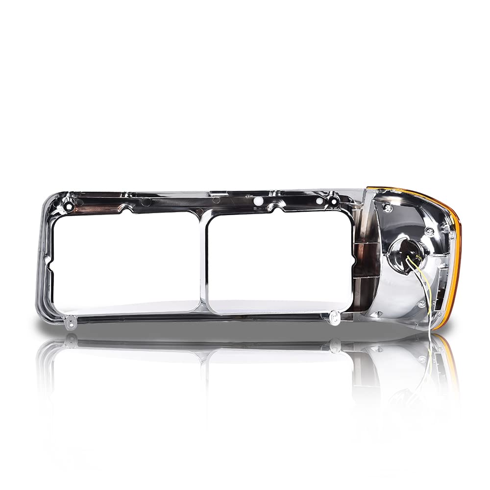 G-PLUS Freightliner Headlights Bezel with LED Turn Signal Light Compatible With 2010-2012 Freightliner FLD120 FLD120SD Pair of LED Freightliner Headlight Bezel Bumper Headlamps,faros delanteros