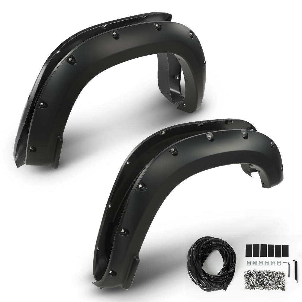 G-PLUS Fender Flares Pocket Riveted Compatible with Dodge Ram 1500 2WD/4WD 2019 2020 2021 2022 2023 NOT Fit Rebel Models Wheel Opening Molding Arch Trim 4PCS Black