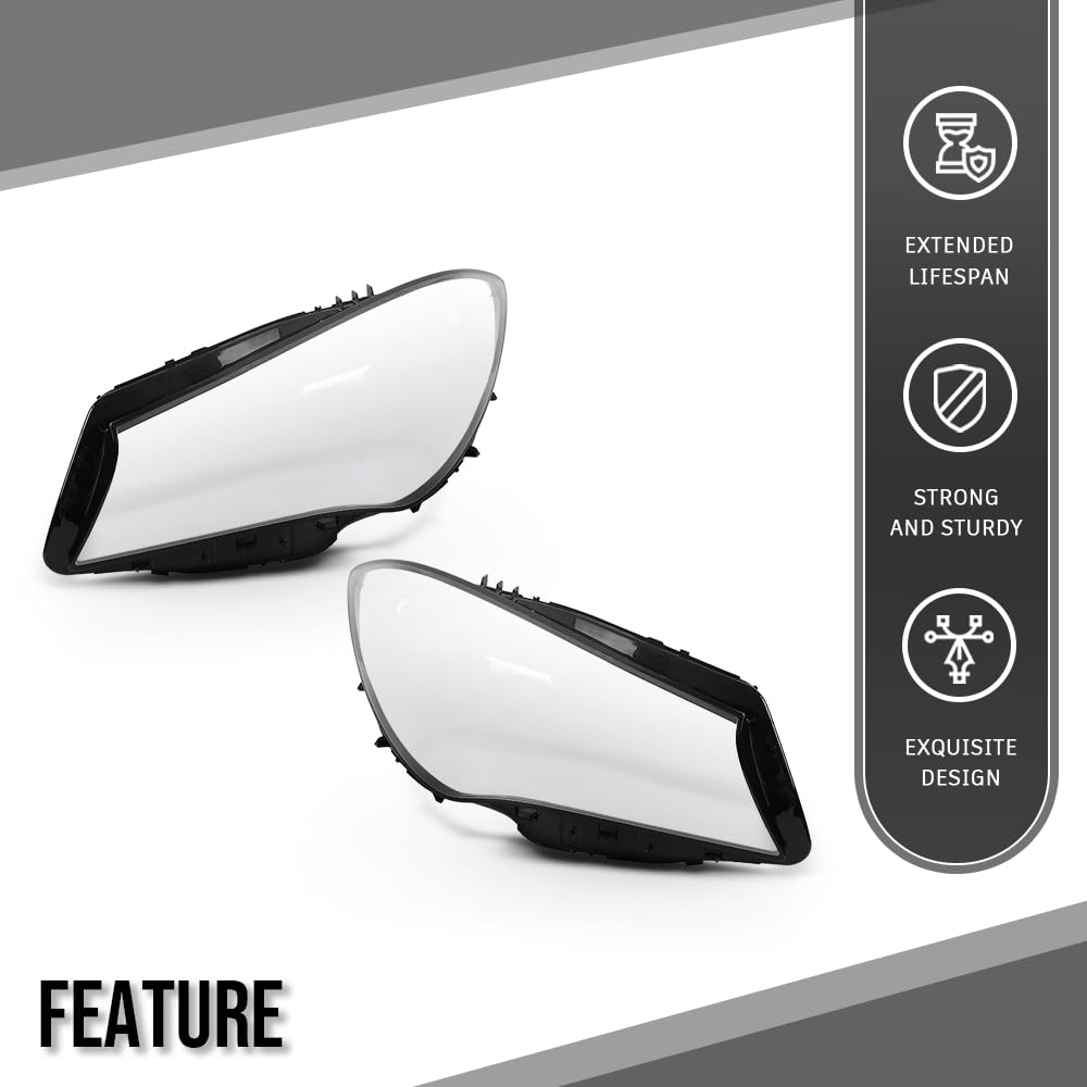 G-PLUS Headlight Lens Cover Compatible with Benz GLC-Class W253 CLA250 CLA45 AMG 2016-2019 Left & Right Front Headlamp Lens Cover Clear