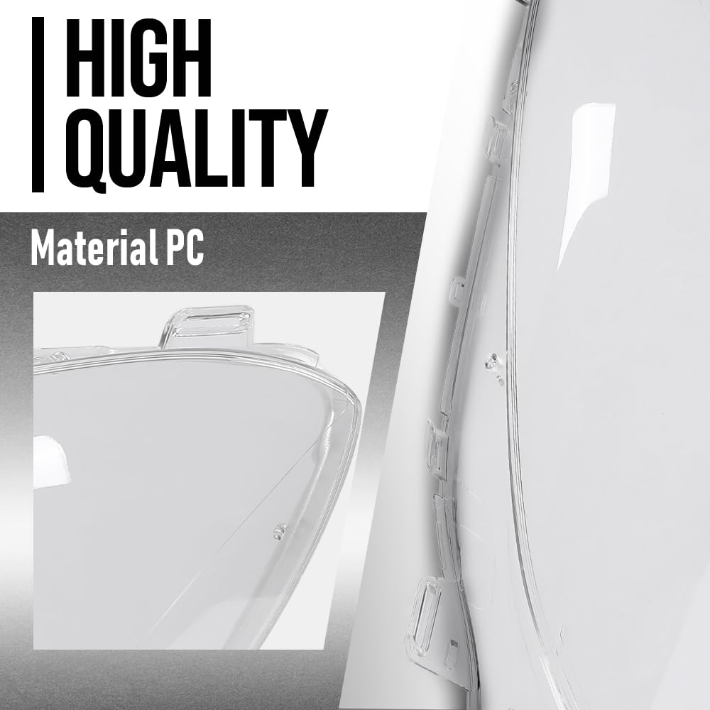 G-PLUS Headlight Lens Cover Compatible with Benz ML-Class W166 ML350 ML400 2011-2015 A1668207359, A1668205559 Left & Right Front Headlamp Lens Cover Clear