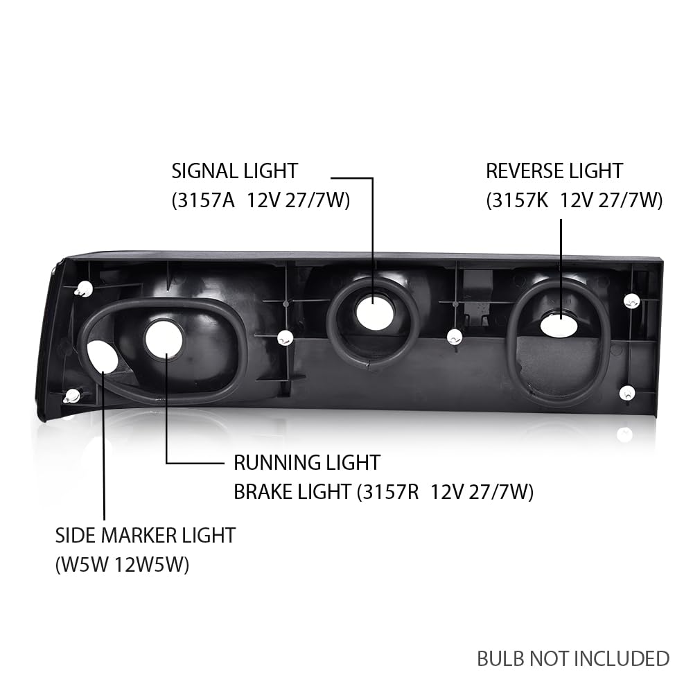 G-PLUS Taillights Taillamps Rear Brake Lights Left&Right w/o Bulbs Compatible with Ford Mustang 1987-1993,FO2800168, FO2801168 Smoky Lens Black Housing Faros Traseros Luces TraserasAssembly