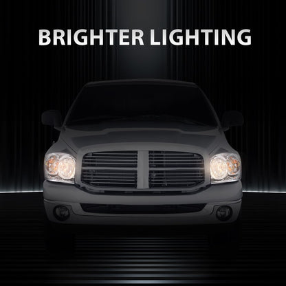 G-PLUS Headlights w/Bulbs Compatible with Dodge Ram 1500 2006-2008/Fit Dodge Ram 2500 3500 2006-2009,Clear Lens Chrome Housing Clear Reflector Left & Right Bumper Headlamps Assembly