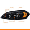 G-PLUS Headlights Assembly, Fit 2006-2007 Chevy Monte Carlo/2006-2013 Chevy Impala/2014-2016 Chevy Impala Limited Bumper Headlamps, Smoky Lens Black Housing Amber Reflector,faros delanteros