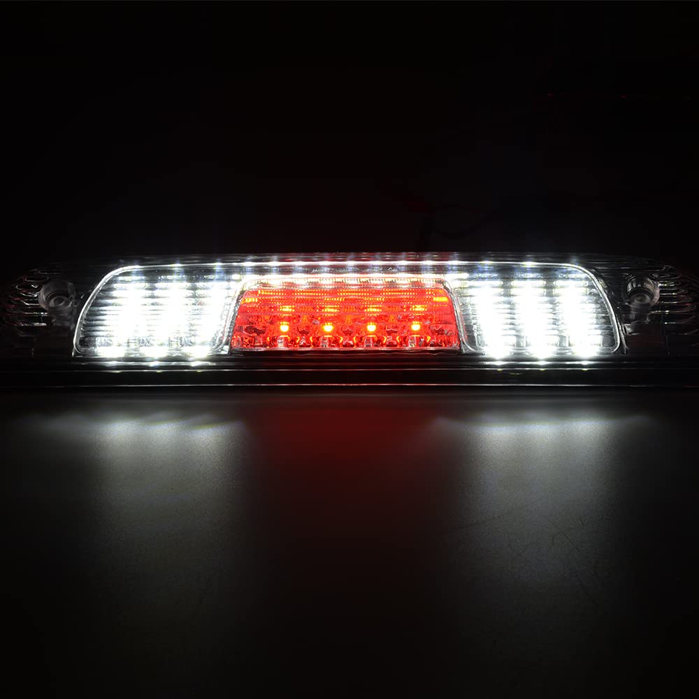 G-PLUS Rear LED Third Brake Light Compatible With 2014-2018 Chevy Silverado/GMC Sierra1500/2500HD/3500,3RD Cargo Led Tail Lamps Chrome Housing,Clear lens
