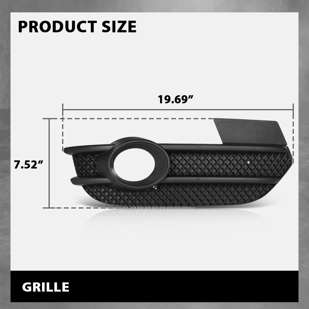 G-PLUS Right Fog Light Cover Bezel, Compatible with Audi Q3 2013-2015, Bumper Grille, Passenger Side, AU1039149, 8U0807682ASP9