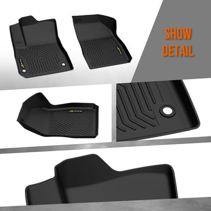 G-PLUS TPE Floor Mats Fit Chevy Malibu 2016-2023 1st & 2nd Row Truck Accessories Cargo Liners All Weather Protection 3PCS Black Alfombras para Carro
