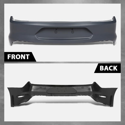 G-PLUS Rear Bumper Cover w/o Holes Compatible with Ford Mustang 2018-2023, Fit Models Without Park Assist Sensor Hole, Not Fit Shelby Models, 187-10330, JR3Z17K835APTM, FO1100736