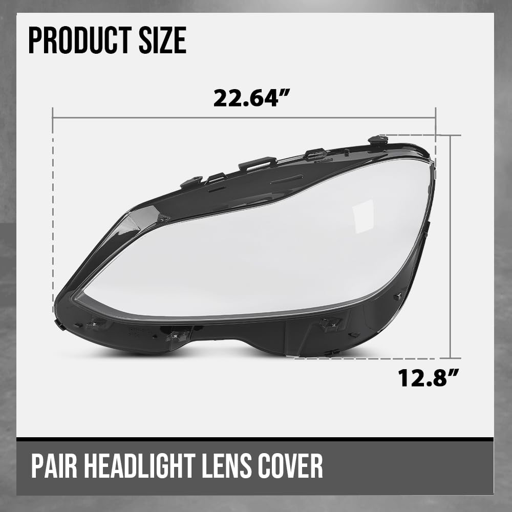 G-PLUS Headlight Lens Cover Compatible with Benz E-Class W212 E350 E500 E63 2014 2015 2016 Left & Right Side A2129063403, A2129063303 Front Headlamp Lens Cover Clear