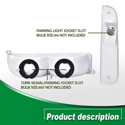 G-PLUS Corner Lights & Bumper Signal Lights Compatible with 1997-2001 Jeep Cherokee XJ,4 Pieces (Clear lens Chrome Housing Clear Reflector)