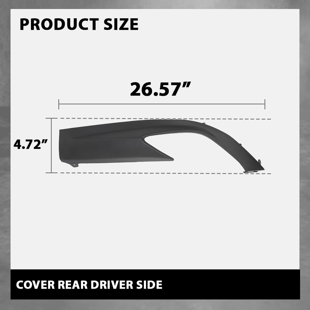 G-PLUS Lower Valance Rear Driver Side Cover Bumper End Compatible with LX RX350 (submodel: Base, F Sport) 2016-2019, Fit LX RX350L Base 2018-2019 521780E010, LX1195106 Black Plastic