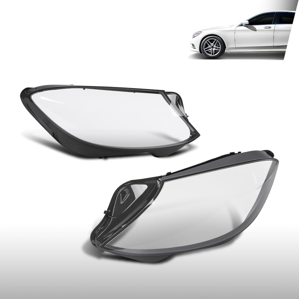 G-PLUS Headlight Lens Cover Compatible with Benz W222 S-Class 2014 2015 2016 2017 Left & Right Front Headlamp Lens Cover Clear