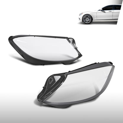 G-PLUS Headlight Lens Cover Compatible with Benz W222 S-Class 2014 2015 2016 2017 Left & Right Front Headlamp Lens Cover Clear