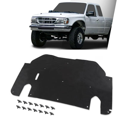 G-PLUS Engine Hood Insulation Pad Black with Clip, Compatible with 1993-1997 Ford Ranger