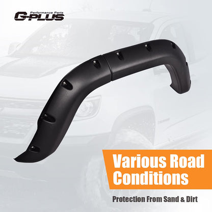 G-PLUS Fender Flares Compatible with Jeep Cherokee XJ 1984-2001 4-Door Sport Utility Models Not Fit Models with Side Skirts(Ground Kits Body Modification) 4pcs Black
