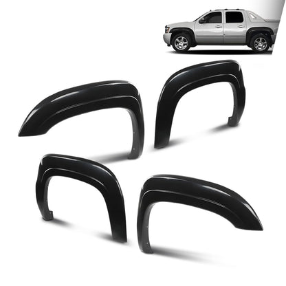 G-PLUS Fender Flares 4PCS Paintable Compatible with Chevy Avalanche 2007-2013 Black
