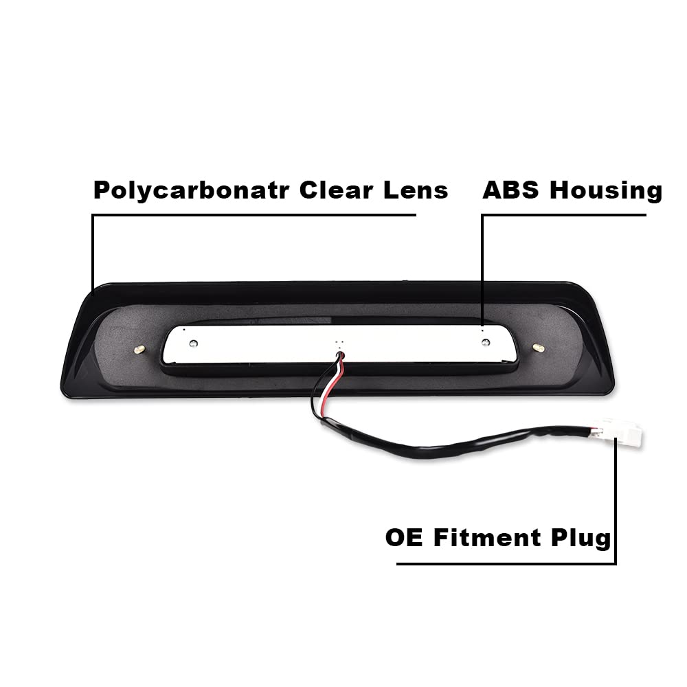 G-PLUS High Mount 3rd Third Brake Light Tail Compatible with 2007-2018 Toyota Tundra LED Rear Stop 81570-0C050 Smoked Lens White Base
