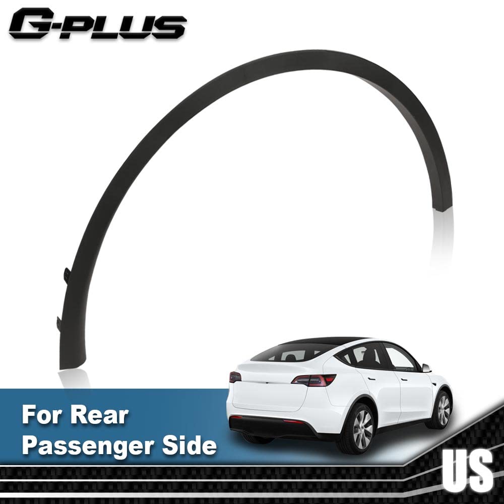 G-PLUS Rear Right Passenger Side Fender Flares Compatible with Tesla Model Y MY 2020 2021 2022 2023 2024 149416400B, 149418800B Wheel Opening Molding Arch Trim Black
