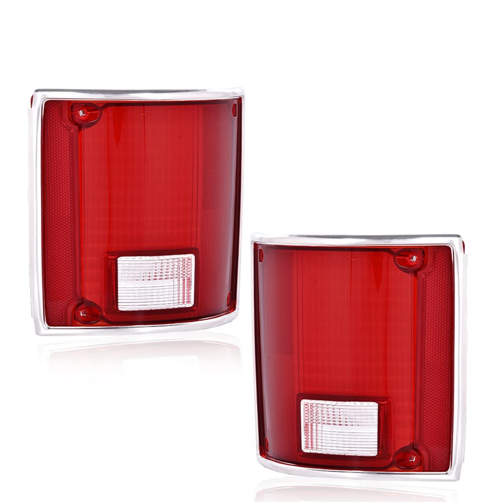 G-PLUS Tail Lights Lens Compatible with Chevy Blazer C10 C20 C30 1975-1986/Fit GMC C15 C1500 C2500 Jimmy 1973-1991 Red Tail Lamps Lens GM2801122,5968329 Luces Traseras Rear Brake Lamps Assembly