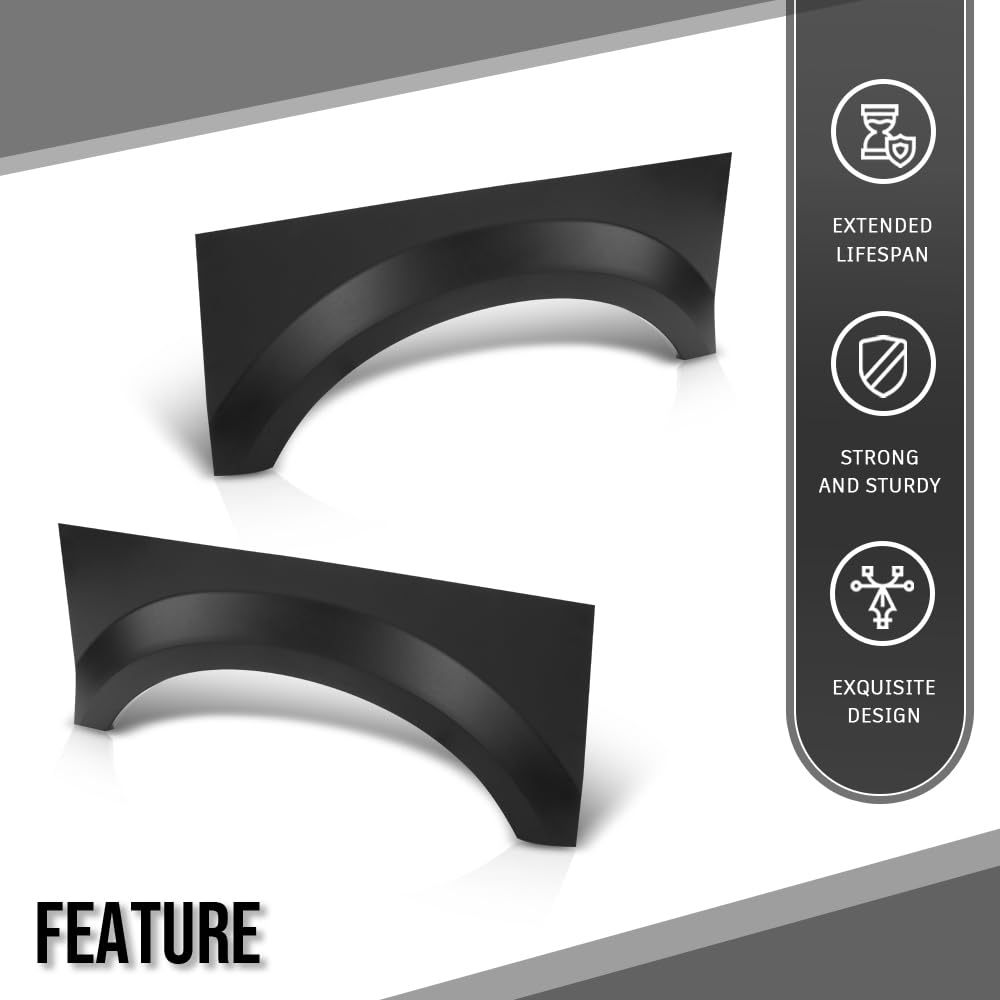 G-PLUS Rear Wheel Arch Repair Patch Panels Fit Ford F250 Super Duty Truck 1999-2010, Fit Ford F350 Super Duty / F450 / F550 1999-2010 Truck w/o Dual Rear Wheel Flare Mounting Holes, Black