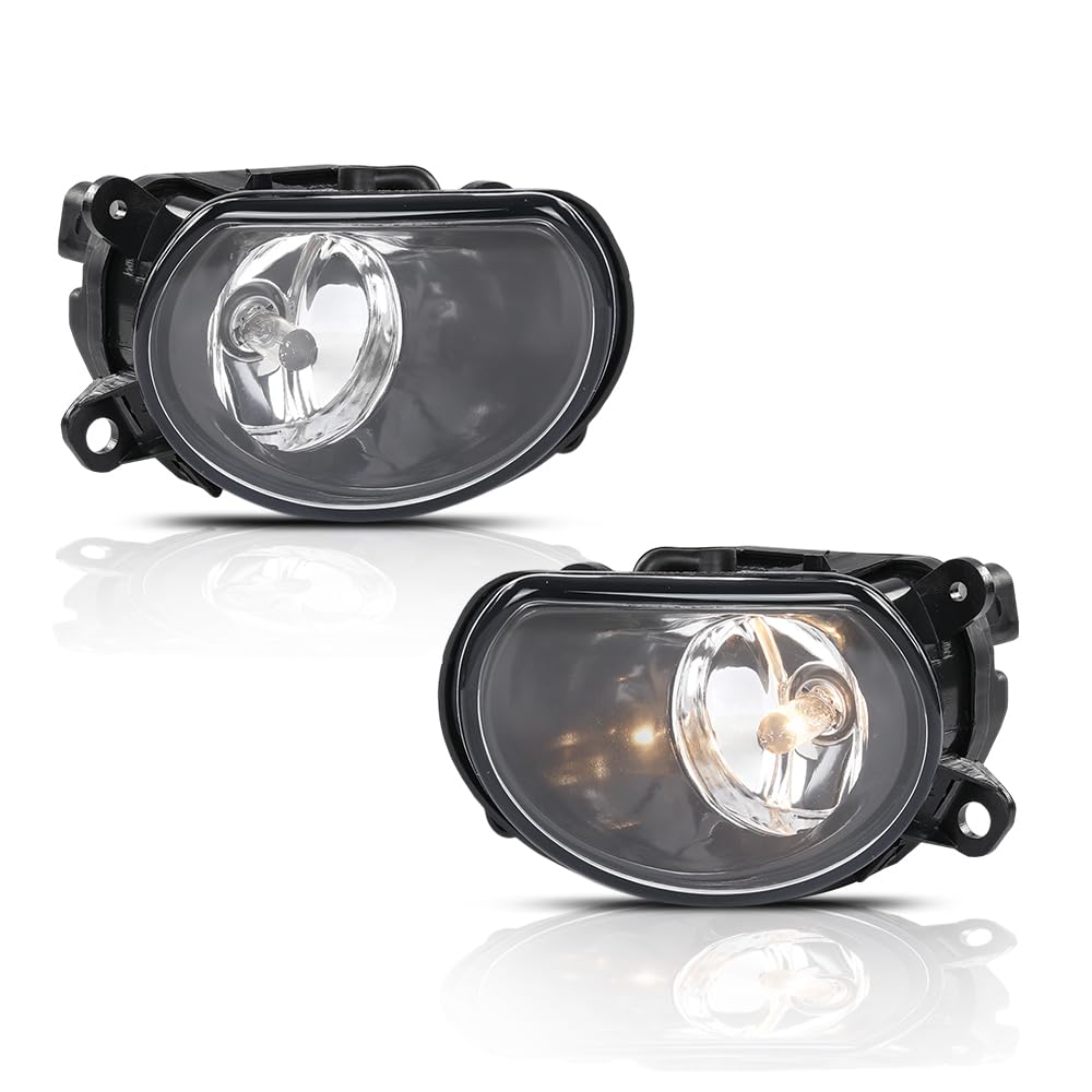 G-PLUS Pair Side Front Bumper Fog Light Lamps Compatible with Audi A8 D3 2004-2007 4E0941699A, 4E0941700A Black