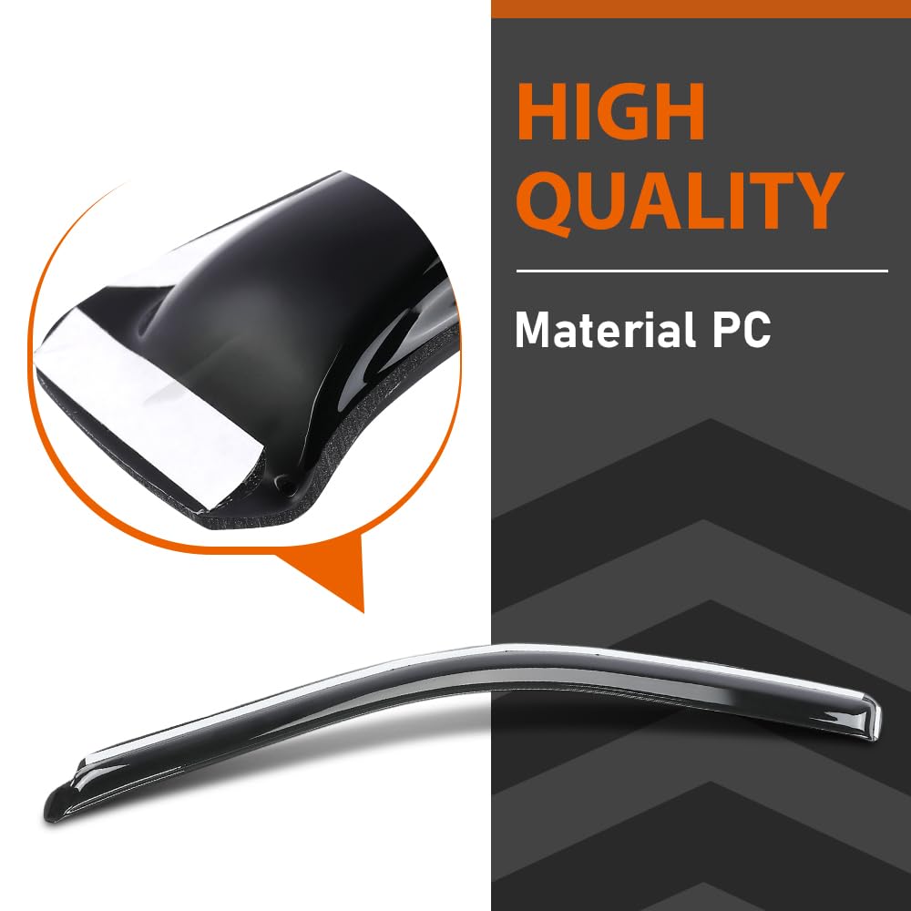 G-PLUS in-Channel Side Window Vent Visor Deflectors Rain Guards Fit Dodge Ram 1500 Quad Cab 2009-2018; Fit Dodge Ram 1500 Classic Quad Cab(EXCLUDES 1500 New Body Style) 2019-2024 4 PCS Smoky