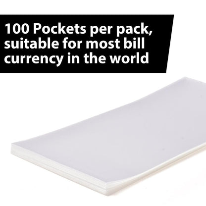 G-PLUS Clear Dollar Bill Holders for Collectors,100 Soft Ultra Thin Holders for Modern US Currency Protector Slab Holder Banknote Stamp Paper Souvenirs Storage