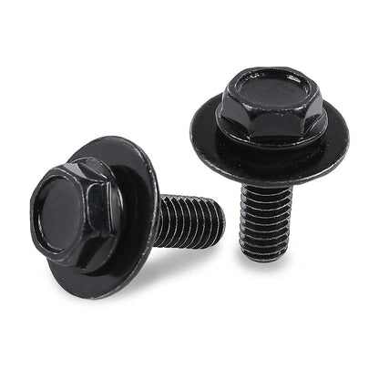 G-PLUS Body Bolt Screw Fastener Fender M6-1.0X 16mm Long- 10mm Hex- 17mm Washer Steel Black 20PCS