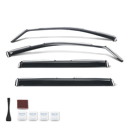 G-PLUS in-Channel Side Window Vent Visor Deflectors Rain Guards Compatible with GMC Sierra 1500 Crew Cab 2019-2026 Impact-Resistant PC 4 PCS Smoky
