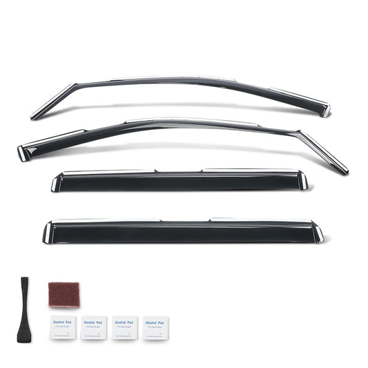 G-PLUS in-Channel Side Window Vent Visor Deflectors Rain Guards Compatible with GMC Sierra 1500 Crew Cab 2019-2026 Impact-Resistant PC 4 PCS Smoky