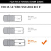 G-PLUS Soft Quad Fold Truck Bed Tonneau Cover Folding Bed Covers Compatible with Ford F150 2015-2020 8' Long Bed (96")