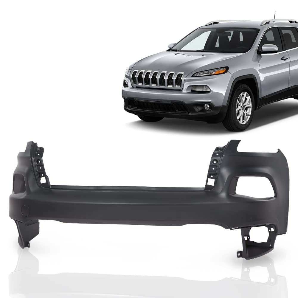 G-PLUS Front Upper Bumper Cover Compatible with Jeep Cherokee 2014 2015 2016 2017 2018, Not Fit Trailhawk Models, 5NJ52TZZAB CH1014112, Primered Black